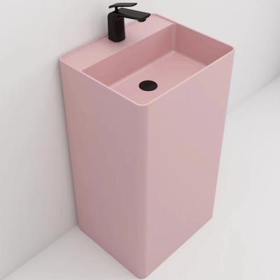 China Modern Wholesale Hotel Acrylic Solid Surface Basin Freestanding Artificial Design Bathroom Sink for sale