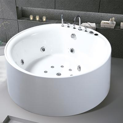 China Freestanding Hot Sale 2 Person Round Artificial Stone Bathtub Freestanding Hot Tub for sale