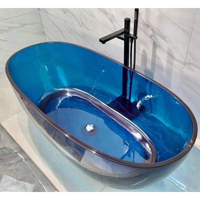 China Freestanding Luxury Transparent Small Bathtub Red Soaks Bathtub for sale