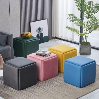 China 2021 Living Room 2021 Adjustable Black Low Stools Nordic Apartment 5 (Height) In 1 Textile Fabric Dining Table Storage Stool for sale