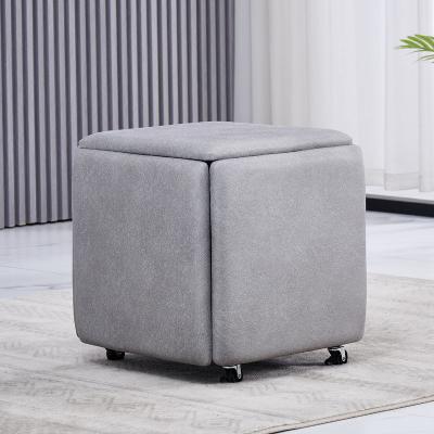 China 2021 Multifunctional Rubik's Cube (Height) Stool Living Room Adjustable 5 in 1 Nordic Low Stool Apartment Textile Fabric Dining Table Storage Stool for sale