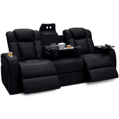 China (Other)Adjustable High Quality Cinema Sofa Furniture Sets Canape Leather Black Loveseat Theater Leather Recliner With Led Light And Cup Holder for sale