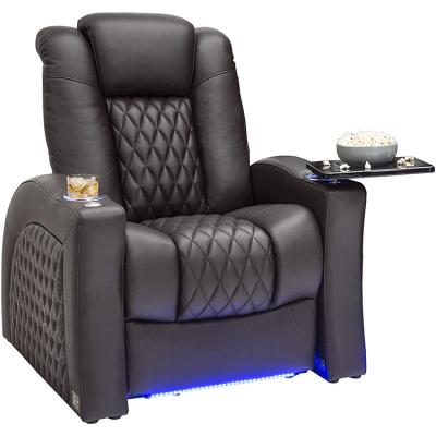 China Led Grain Home Theater VIP Chair Recliner Power Brown Leather Lighting Over Single Cinema Eclectic Leather Commercial Seating for sale