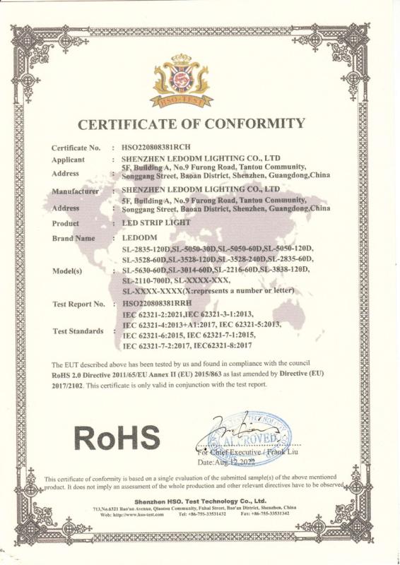 RoHS - Shenzhen Ledodm Lighting Co., Ltd.