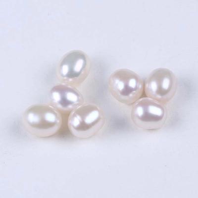 China Pearl AA 7-7.5mm White Half-Drilled Freshwater Rice Pearl Beads for sale