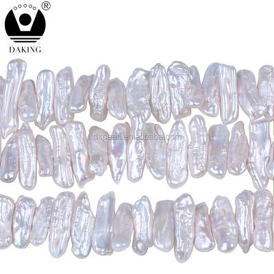 China Pearl jewelry wholesale 8*20mm new freshwater pearl freshwater pearl strings for pearling white freshwater pearl biwa pearl strands for sale