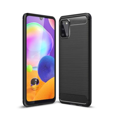 China Brush Finish Hard Hybrid Shockproof Metallic Inner Layer For Samsung Galaxy A31 A51 A21S Phone Case Carbon Fiber Brush Finish Metallic Back Case Cover for sale