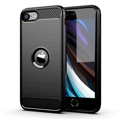 China Soft Carbon Fiber TPU Brushed Texture Cell Phone Case For iPhone SE 2020 for sale