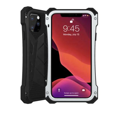 China R-Just Heavy Metal Frame Silicone Shockproof Hybrid Dury Armor Case Metal Silicon Hard Case For iPhone 11 Pro Max for sale