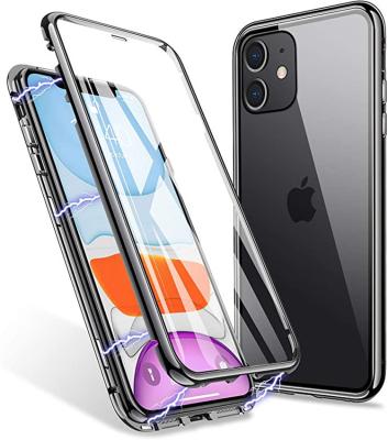 China Dirt-resistant For iPhone 11 11Pro 11Pro Max Case Magnetic Adsorption Phone Case Metal Magnet Tempered Glass Case For iPhone SE 2020 for sale