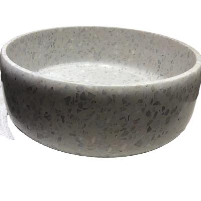 China Sink/ basin 2022 Hot Sale Round Marbling Surface Terrazzo Elegant Art Sink Bathroom Wash Sink Basin for sale