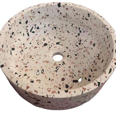 China Sink/ basin Hot sale High Quality Round Marble Terrazzo Wash Basins Sinks for sale