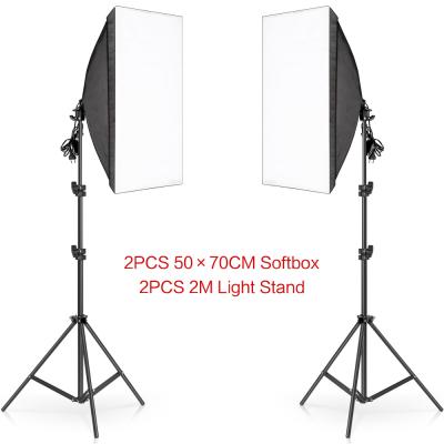 China 2pcs 135W Photography Studio Softbox Continuous Lighting Soft Box 2m Light Stand Kit 50X70 for sale