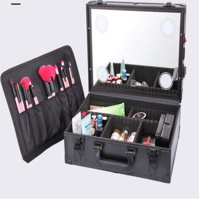 China Women Men Beauty Aluminum Travel Lighted Makeup Suitcase Make Up Organizer Box Case For Cosmetics for sale