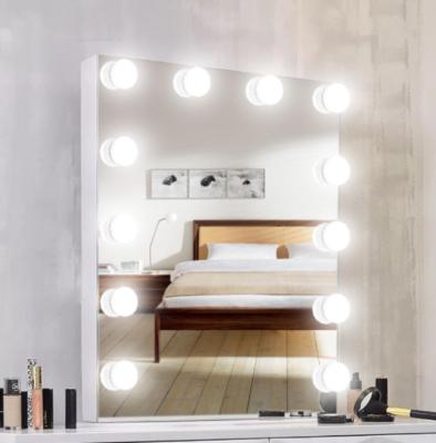 China White Light And Warm Light LED Makeup Mirror With Large HD Light Home Vanity Light Bulb Bedroom Professional Desktop Mirror for sale