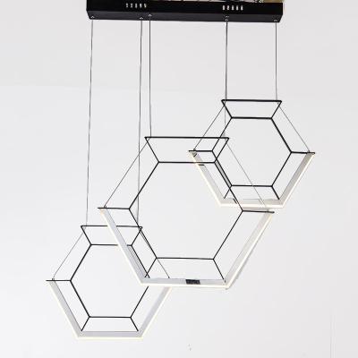 China Wholesale Modern Custom Art Deco Indoor High Ceiling Restaurant Cafe Bedroom Hotel Loft Trace Modern Simple Geometric LED Chandelier for sale