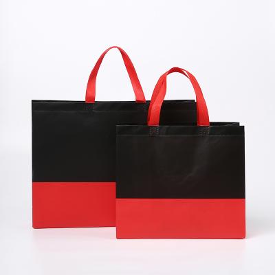 China Promotional nonwoven bag pp red black shopping bag with logo print for sale