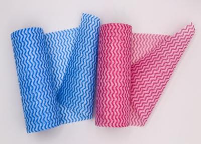 China Colorful Wavy Line Spunlace Nonwoven Disposable Cleaning Cloth Roll 50gsm for sale