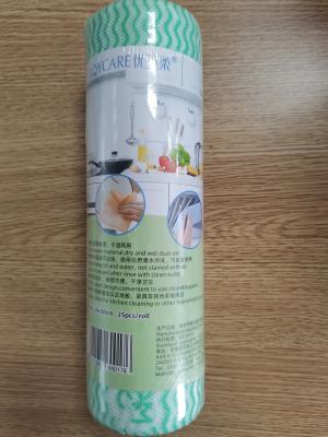 China Green Wave Stripe 50gsm Biodegradable Sponge Cloth 24x30cm for sale