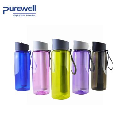 China Purewell Sustainable Sport Water Purifier Bottle Portable Water Bottle With Filter For Increasing Camping Displacement for sale