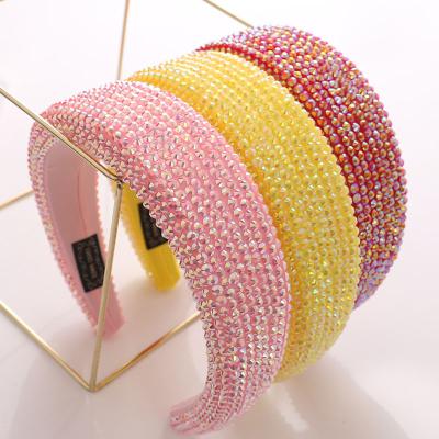 China New Knot Headbands Korea Hair Accessories Rhinestone Crown Hair Band Women Head Wrap Comfortable Soft Flower Headbands for sale