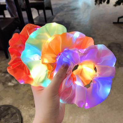 China Comfortable Soft Luminous Elastic LED Headband Polyester Solid Color Hair Bands Hair Ropes Ties for sale