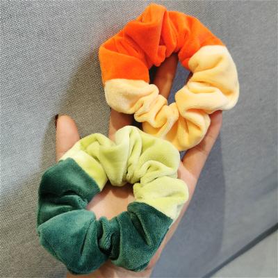 China Comfortable Soft Velvet Scrunchies Hair Ties Accessories Ornaments Tiara Woman Vintage Contrast Color Hair Bands Hair Tie for sale