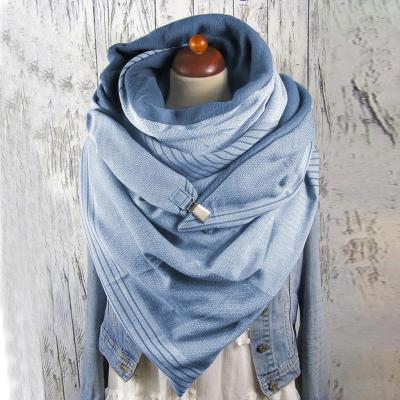 China Casual Warm Scarf Women Scarves Shawls Soild Dot Printing Button Soft Wrap Cotton Winter Women Scarf for sale