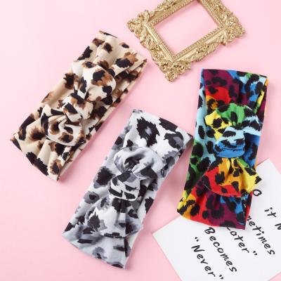 China New Soft Comfortable Dye Knotting Prints Baby Bows Super Wide Elastic Knitted Headbands Knots Head Wraps Babies Hair Accessories for sale