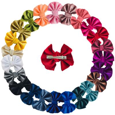 China New Comfortable Soft 4INCH 23Colors Velvet Babies Hair Bows Elastic Kids Hair Clips Headwrap Hair Bands Accessories Christmas for sale