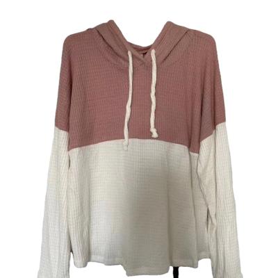 China Breathable Factory Directly Wholesale Knitted Waffle Knit Hood High Quality Hoodies Women's Wholesale Clothing for sale