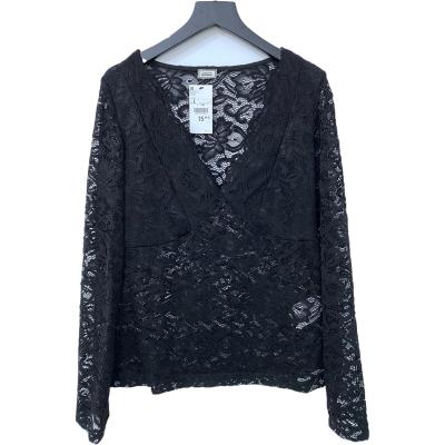 China 2021 Breathable Black Clothing Long Sleeves Blouses Lace Tops Clothing Wholesale for sale