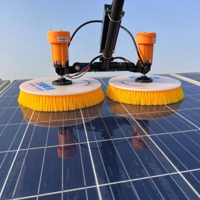 China Elektrische Doppelscheiben-Rotationsbürste zur Reinigung von Solarzellen mit langem Teleskopstamm zu verkaufen