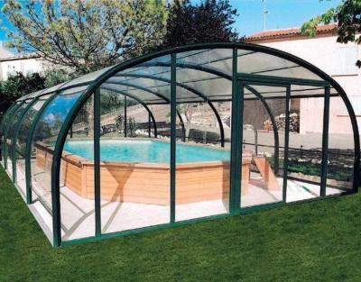 China Modern Aluminum Glass Roof Pool Enclosure Retractable Sunroom for sale