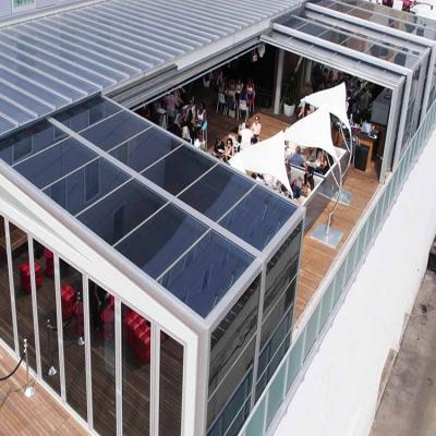 China Modern Retractable Glass Roof House Bioclimatic Aluminum Glass Free Standing Sunrooms for sale