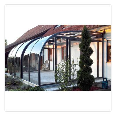 China Modern Solarium Auto Sliding Sunrooms Glass Houses Aluminum Roof Electric Sunroom for sale