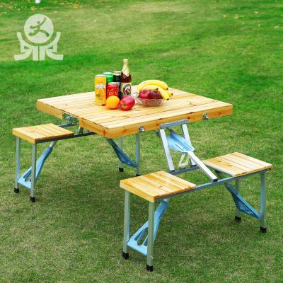 China Modern portable outdoor wooden foldable picnic folding towel camping travel table table and wooden chair set for sale