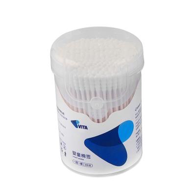 China Custom Sofe Cotton Swabs For Baby Round Shape Spiral Shape Baby Use Cotton Buds 200pcs for sale