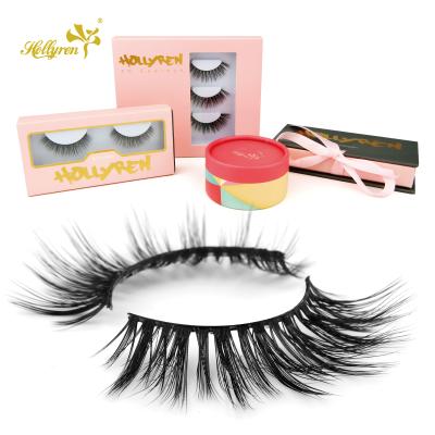 China Double 3D Layered Natural 3D Layered Fake Tapered Mink Silk Eyelash Vendor Fluffy 3d Look Mink Eyelash for sale