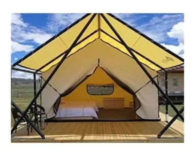 China Custom Watreproof High Quality Luxury Outdoor Camping 340g Canvas Steel Pole Waterproof Tent For Resort for sale