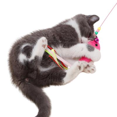 China Interactive Stored Magic Wand Juguetes Para Gatos Cat Stick Puzzle Cat Feather Toy Cat Pole for sale