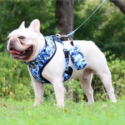 China 2021 Hot Sales 4pcs-in-1 Luxury High Quality Padded Polyester Leash Harness Camouflage Printed Dog Vest Set for sale