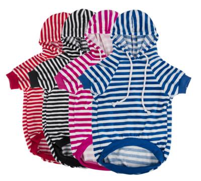 China Stocked 2021 Wholesale Pure Cotton Product Sweat Suit Stripe Suction String Designer Dog Clothes for sale