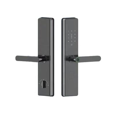 China T6 Digital High Security Smart Key Fingerprint Password Tuya Door Handle Electronic Intelligent Door Locks for sale