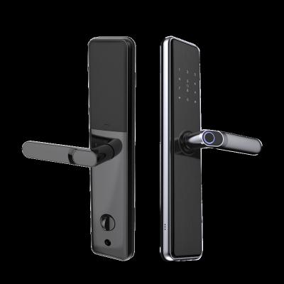 China Tuya WIFI Bluetooth One Touch Smart Aluminum Waterproof Fingerprint Rfid Handle Lock Easy Operation Handle Locks T4 for sale