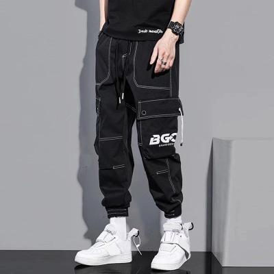 China Anti-wrinkle Spring New Arrival Large Pocket Contrasting Color Workwear Casual Pants for sale