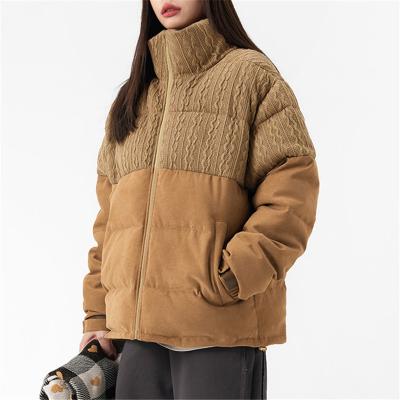 China Sustainable Clothing Factory Women Coat Winter Fashion Patchwork Stand Collar Thick Wadded Jacket for sale