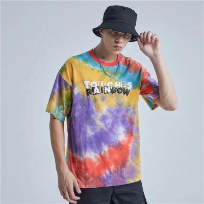 China QUICK DRY Short Sleeve Tie Dye Puff Print Mens 100% Cotton Tshirts for sale