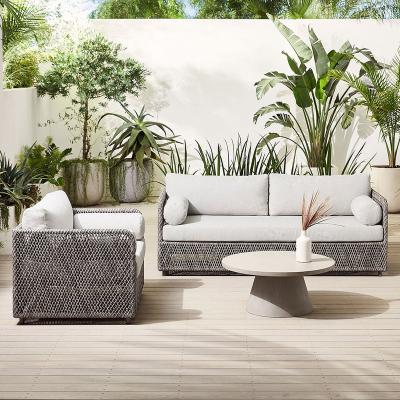 China Modern luxury outdoor furniture hotel patio garden set garden sectional rattan aluminum frame parosier woven sofa outdoor sofa for sale