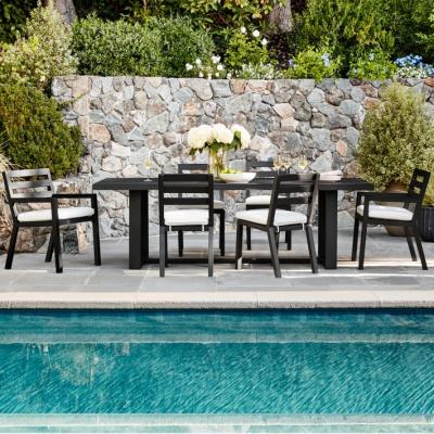 China Modern Modern Outdoor Patio Table Pool Furniture Aluminum Outdoor Garden Set Black Metal Dining Outdoor Table and Chairs Set for sale